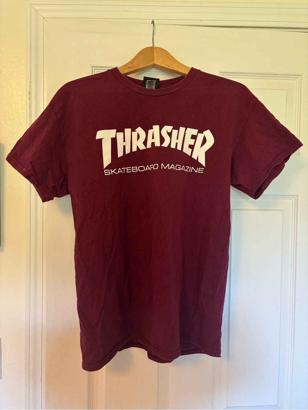 Thrasher Maroon Short Sleeve Tee with White Logo